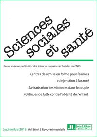 Revue Sciences Sociales et Santé. Septembre 2019 - Vol 36 - N°3