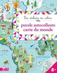 AUTOCOLLANTS PUZZLES CARTE DU MONDE - POCHETTE AVEC ACCESSOIRES