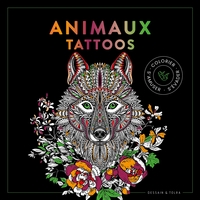BLACK COLORIAGE ANIMAUX TATTOOS - 24 IMAGES A COLORIER ET A ENCADRER !