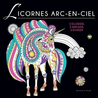 COLORIAGE BLACK - LICORNES ARC-EN-CIEL