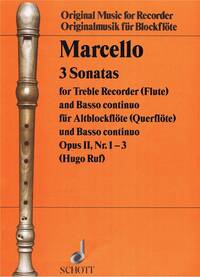 EDITION SCHOTT - 3 SONATAS - NO. 1-3. OP. 2. TREBLE RECORDER (FLUTE) AND BASSO CONTINUO.