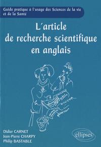 L'article de recherche scientifique en anglais -  Guide pratique à l'usage des Sciences de la Vie et de la Santé