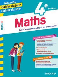 Maths 4e - Cahier du jour Cahier du soir