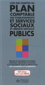 LISTE DES COMPTES DU PLAN COMPTABLE DES ETABLISSEMENTS ET SERVICES SOCIAUX ET ME