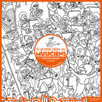La grande place des musiciens - Poster géant à colorier