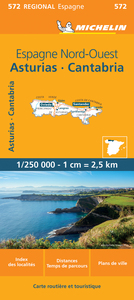 Carte Régionale Espagne Nord-Ouest : Asturias Cantabria