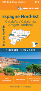 Carte Régionale Espagne Nord-Est : Cataluña / Catalunya,  Aragon,  Andorra