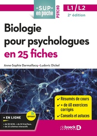 Biologie pour psychologues en 25 fiches - Licence 1 et 2