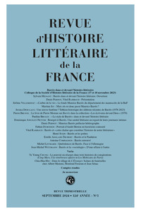 Revue d'Histoire littéraire de la France