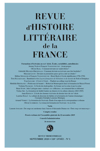 Revue d'Histoire littéraire de la France