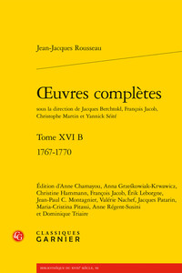 OEUVRES COMPLETES - TOME XVI B - 1767-1770