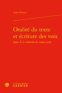 Oralité du texte et écriture des voix