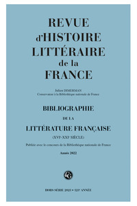 BIBLIOGRAPHIE DE LA LITTERATURE FRANCAISE - 2023, ANNEE 2022