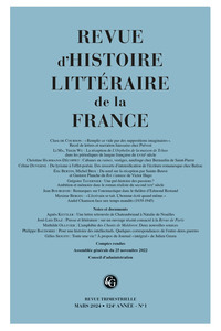 Revue d'Histoire littéraire de la France