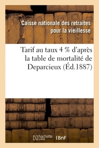 Tarif au taux 4 % d'après la table de mortalité de Deparcieux