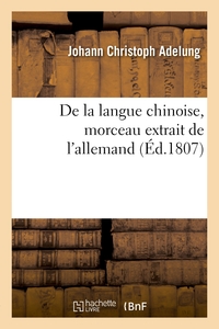 De la langue chinoise, morceau extrait de l'allemand