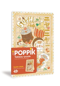 Poppik - Tableau-puzzle 100 pièces - Sushis-chats dorés