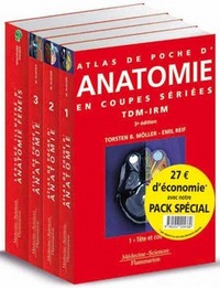 PACK 4 VOLUMES : ATLAS DE POCHE ANATOMIE COUPES SERIEES: T1 TETE/COU, T2 THORAX/ COEUR/ABDOMEN/PELVI