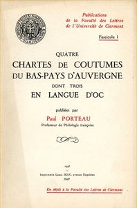 Quatre chartes de coutumes du bas-pays d'Auvergne, dont trois en langue d'oc
