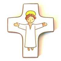 CROIX CERAMIQUE BLANCHE CHRIST - 10 X 7,5 CM