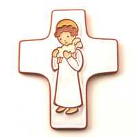 CROIX CERAMIQUE BLANCHE COMMUNIANT - 11,5 X 9,5 CM