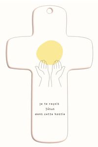 CROIX BOIS IMPRIMEE SISTERS 39 - JE TE RECOIS JESUS