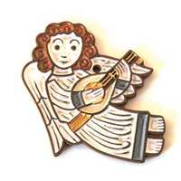 Ange céramique guitare 9x6cms blanc