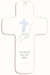 CROIX BOIS IMPRIMEE SISTERS 36 - JE MARCHE AVEC TOI JESUS
