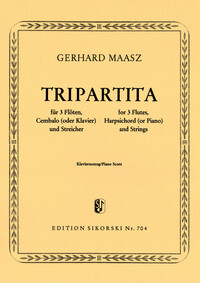 TRIPARTITA - FUR 3 FLOTEN, CEMBALO (ODER KLAVIER) UND STREICHER. REDUCTION POUR PIANO.