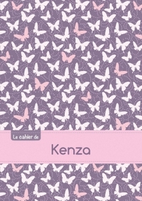 Le cahier de Kenza - Petits carreaux, 96p, A5 - Papillons Mauve
