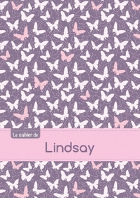 Le cahier de Lindsay - Petits carreaux, 96p, A5 - Papillons Mauve