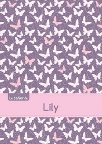 Le cahier de Lily - Petits carreaux, 96p, A5 - Papillons Mauve