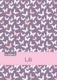 Le cahier de Lili - Petits carreaux, 96p, A5 - Papillons Mauve
