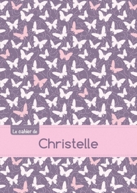 Le cahier de Christelle - Petits carreaux, 96p, A5 - Papillons Mauve