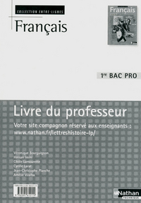Français - Entre-lignes 1re Bac Pro, Livre du professeur