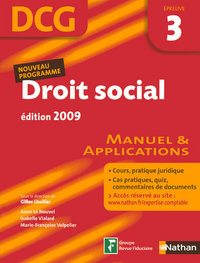 DROIT SOCIAL EPREUVE 3 DCG ELEVE 2008 - MANUEL ET APPLICATIONS