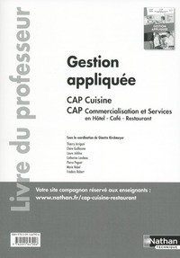 Gestion appliquée - CAP Cuisine/CAP Commercialisation et services en HCR 1ère/2ème années - Prof.