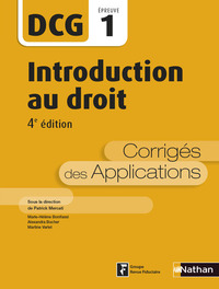 Introduction au droit - Epreuve 1 DCG - Corrigés des applications - 2016