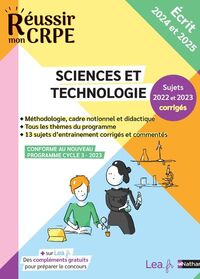 EPREUVE ECRITE D'APPLICATION SCIENCES ET TECHNOLOGIE - CONCOURS 2022 ET 2023