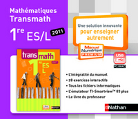 Mathématiques - Transmath 1re ES, L, Pack 3 clés USB - Manuel numérique adoptant papier 