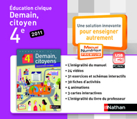 Demain, citoyens Education civique 4e, Clé USB - Manuel num. non-adoptant papier