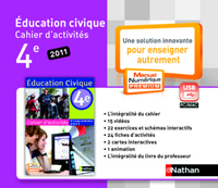 Cahiers d'éducation civique 4e, Clé USB - Manuel num. non-adoptant papier