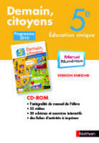 Demain, citoyens Education civique 5e, DVD-rom - Manuel num. non-adoptant papier