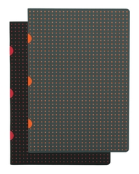 Paper-Oh Cahier Circulo - Noir sur Rouge / Gris sur Orange - A5 - Quadrillage - 80 p.