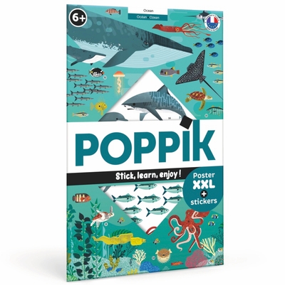 Poppik - Les animaux des océans - 1 poster + 59 stickers repositionnables