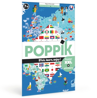 Poppik - Les drapeaux du monde - 1 poster + 200 stickers repositionnables