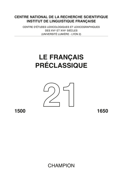 FPC - LE FRANÇAIS PRÉCLASSIQUE N.21 2019