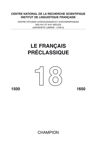 FPC - Le Français préclassique 18 - 2016