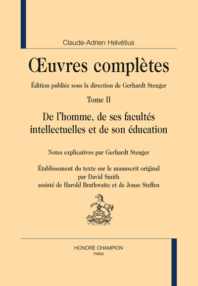 De l'homme, de ses facultés intellectuelles et de son éducation - in Œuvres complètes T2