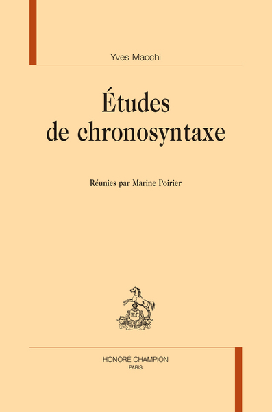 Études de chronosyntaxe - Réunies par Marine Poirier